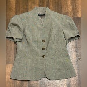 Nine West Black and White Plaid Blazer